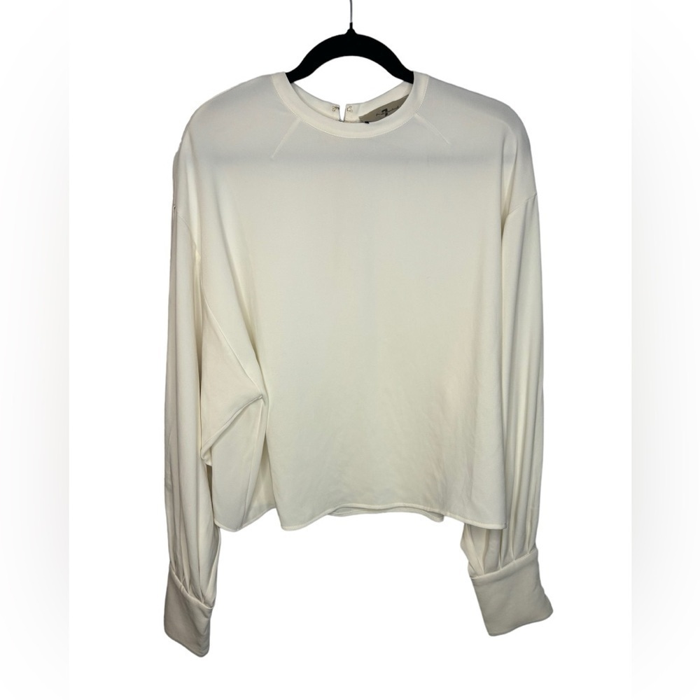 7 For All Mankind Cream Long Sleeve Blouse Size Large Business Casual Old Money